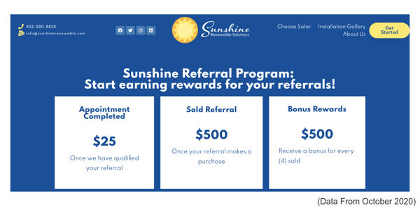 Sunshine Referral Incentive Program