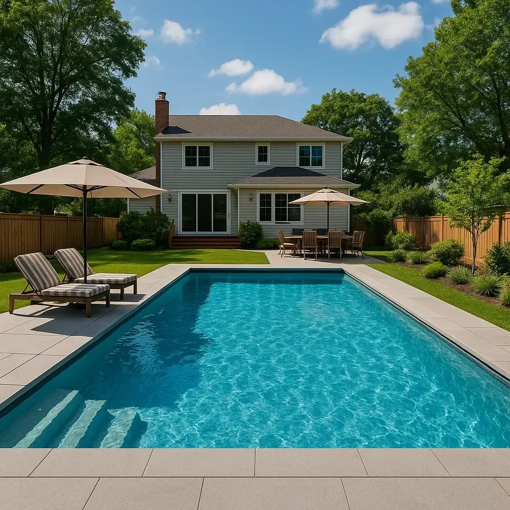 a large modern pool in a family backyard-1